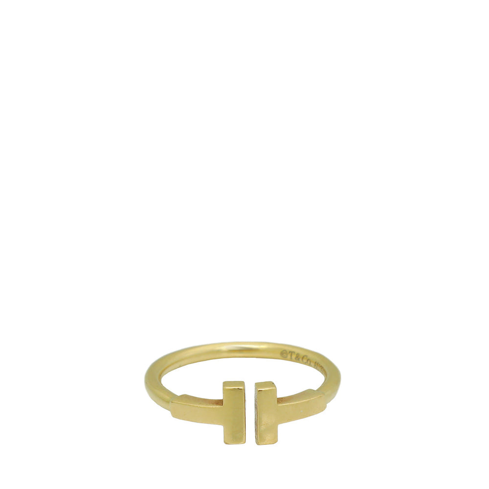 Tiffany & Co 18K Yellow Gold T Wire Ring 50 – Accessorio premium elegante