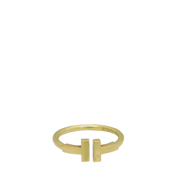 Tiffany & Co 18K Yellow Gold T Wire Ring 50 – Accessorio premium elegante