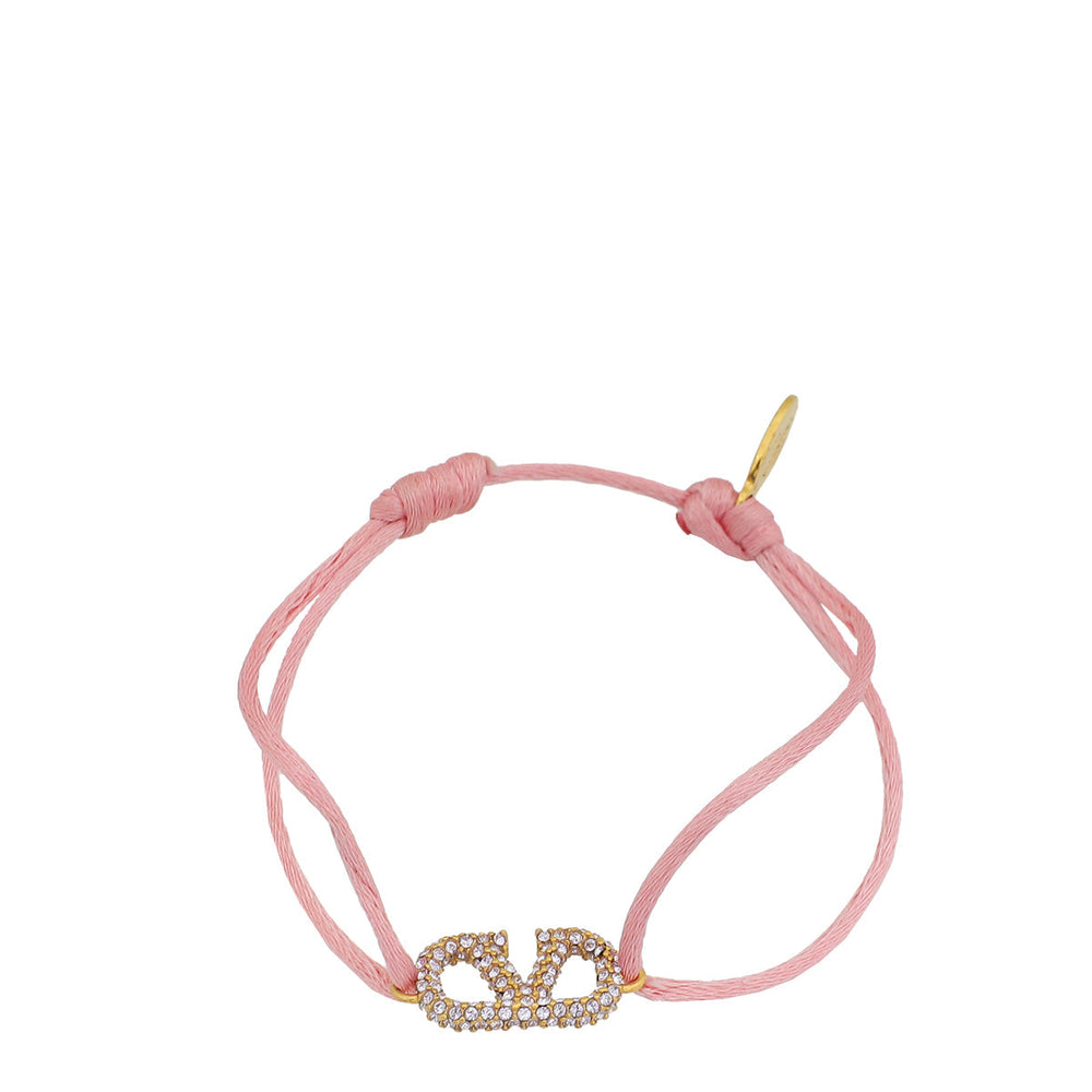 Valentino Pink Vlogo Crystal Cord Bracelet – Accessorio premium elegante