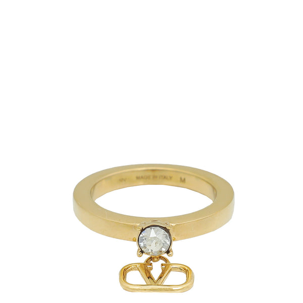 Valentino Gold Finish Garavani Mini Vlogo Signature Ring – Accessorio premium elegante