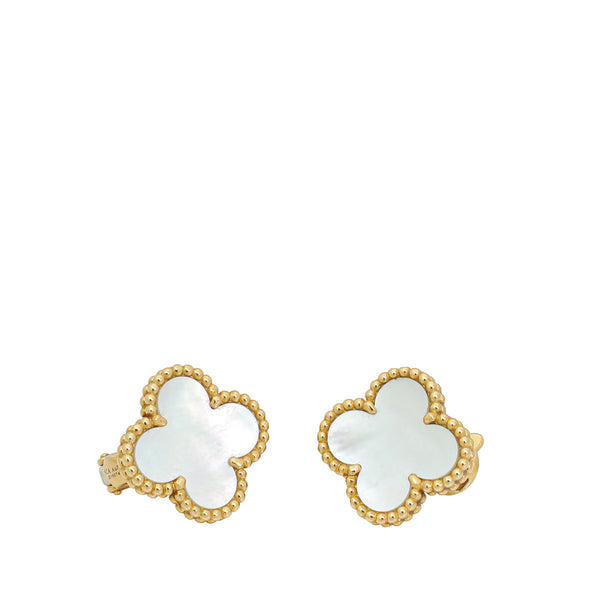 Van Cleef & Arpels 18K Yellow Gold MOP Vintage Alhambra Earrings – Accessorio premium elegante