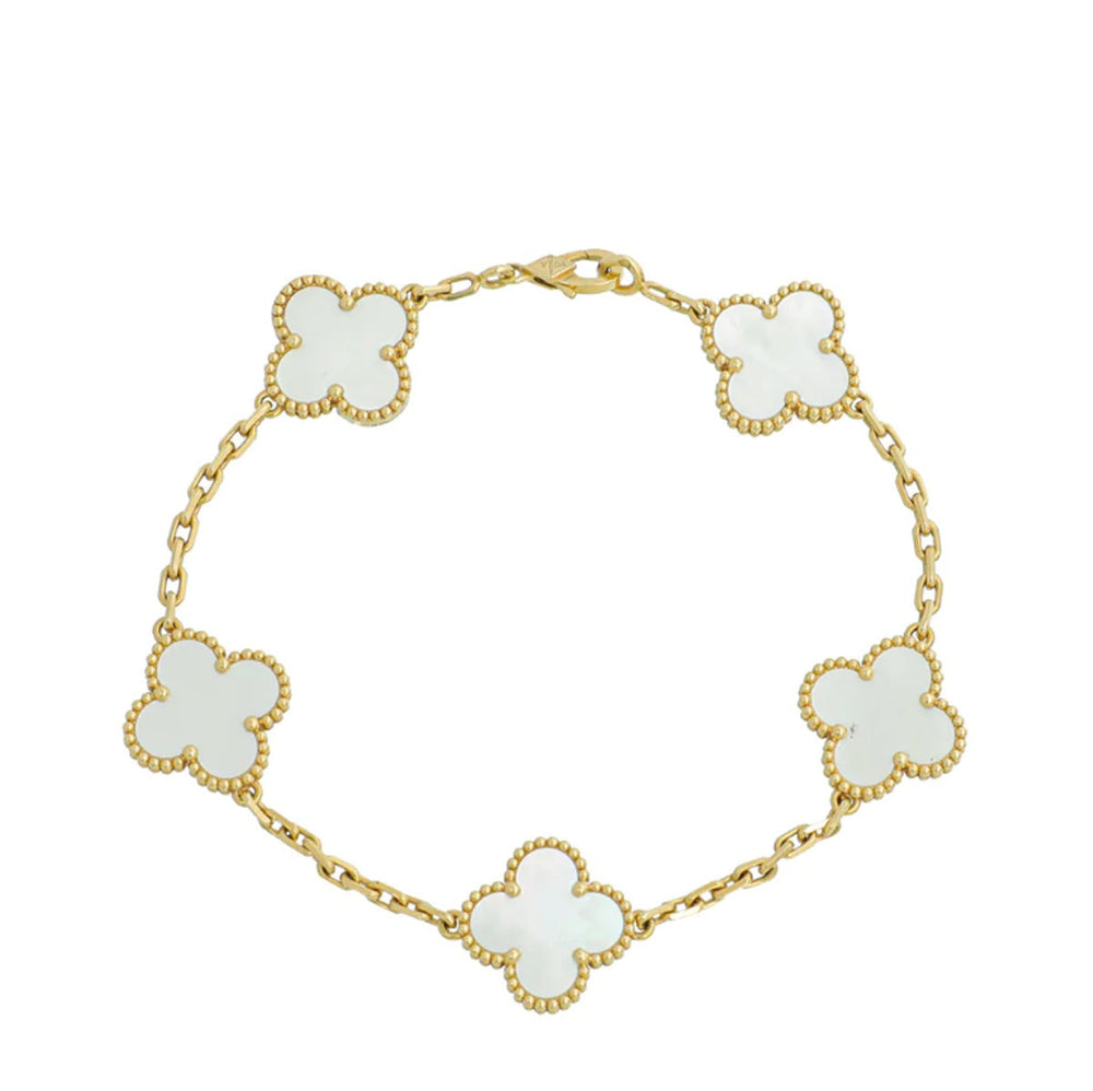 Van Cleef & Arpels 18K Yellow Gold 5 Motifs Vintage Alhambra Bracelet – Accessorio premium elegante