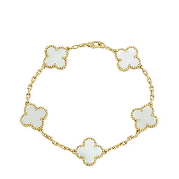 Van Cleef & Arpels 18K Yellow Gold 5 Motifs Vintage Alhambra Bracelet – Accessorio premium elegante