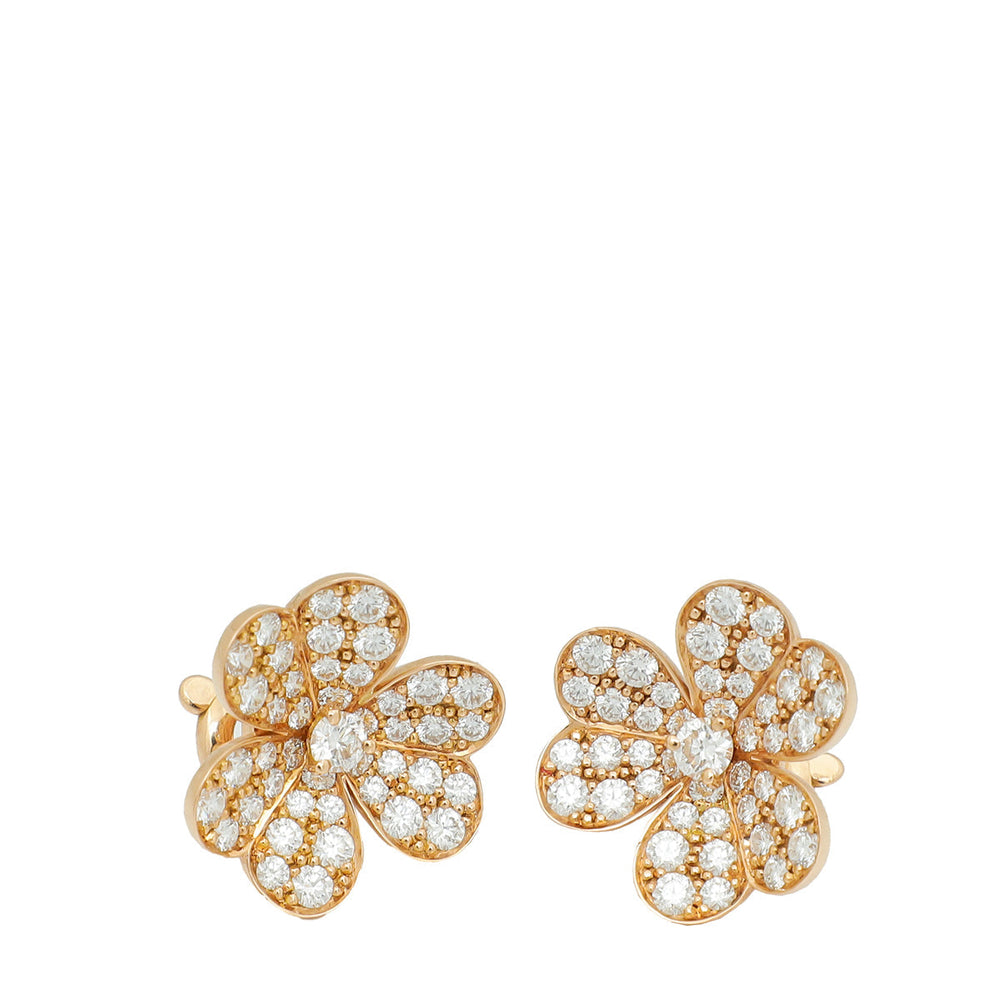 Van Cleef & Arpels 18K Rose Gold 86 Diamond Frivole Small Model Earrings – Accessorio premium elegante