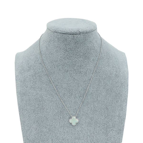 Van Cleef & Arpels 18K White Gold MOP Vintage Alhambra Pendant Necklace – Accessorio premium elegante