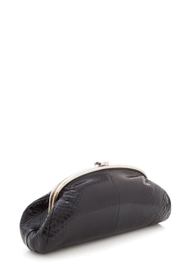 Chanel 2008-09 Black Patent Python Clutch – Accessorio premium elegante