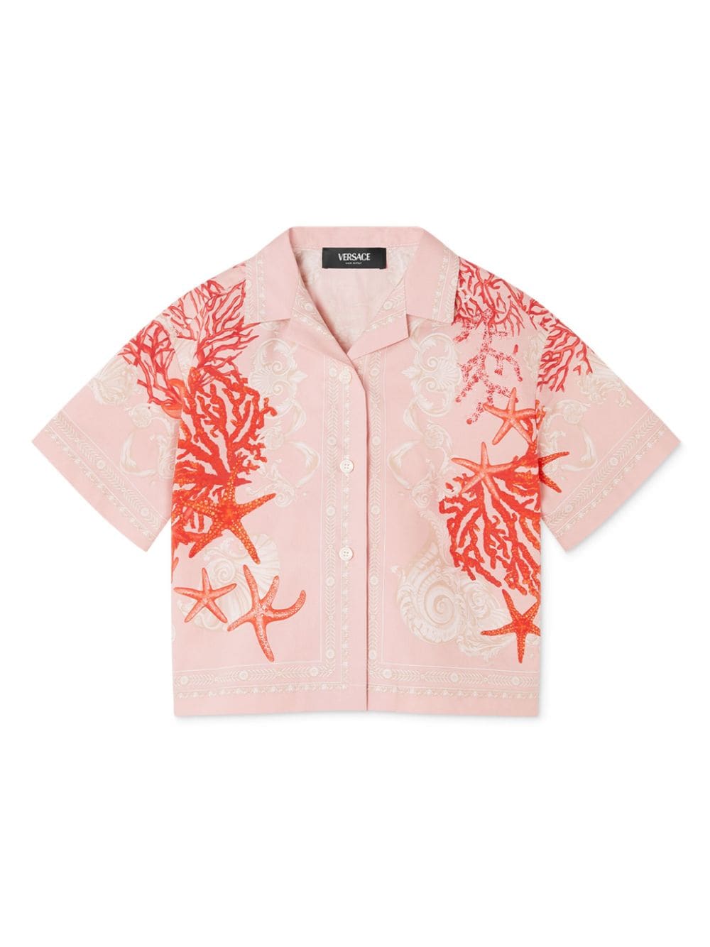Camicia a maniche corte con stampa per bambina Versace Kids rosa con fantasia astratta – Accessorio premium elegante
