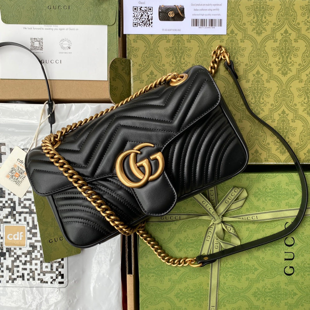 BORSA A SPALLA GG MARMONT MEDIA METELASSE' BLACK – Accessorio premium elegante
