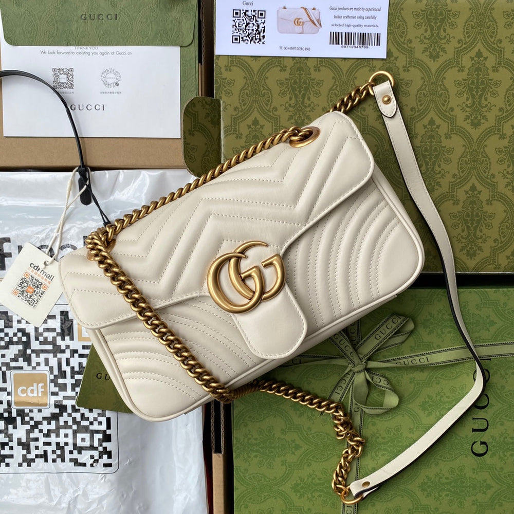 BORSA A SPALLA GG MARMONT MEDIA METELASSE' WHITE – Accessorio premium elegante