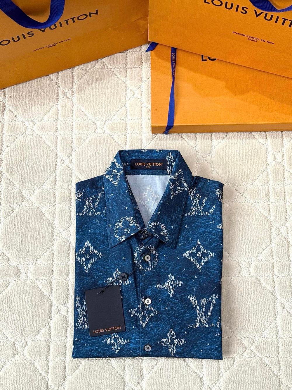 LV 25 Starry Sky Print Set Blue Polyamide – Accessorio premium elegante