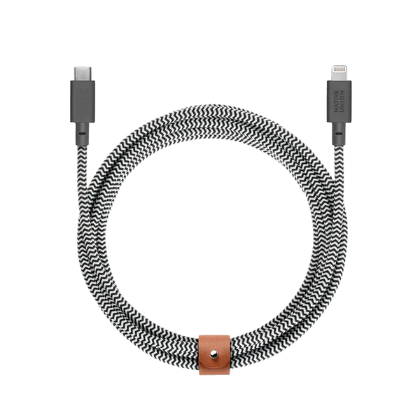 Native Union Belt Cable Ultra Strength USB-C to Lightning Cable 3 Meter - Zebra – Accessorio premium elegante