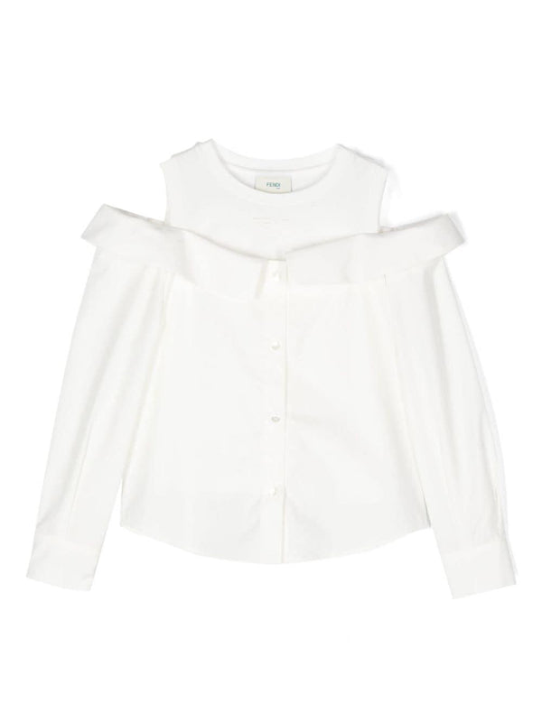 Camicia per bambina Fendi Kids bianco junior con ricamo Fendi Roma – Accessorio premium elegante