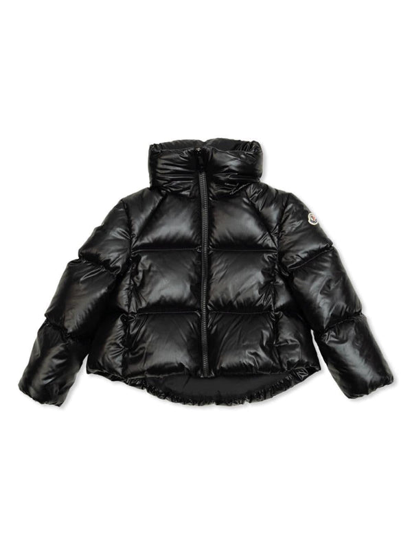 Giubbino imbottita per bambina Moncler Enfant nero con logo-patch – Accessorio premium elegante