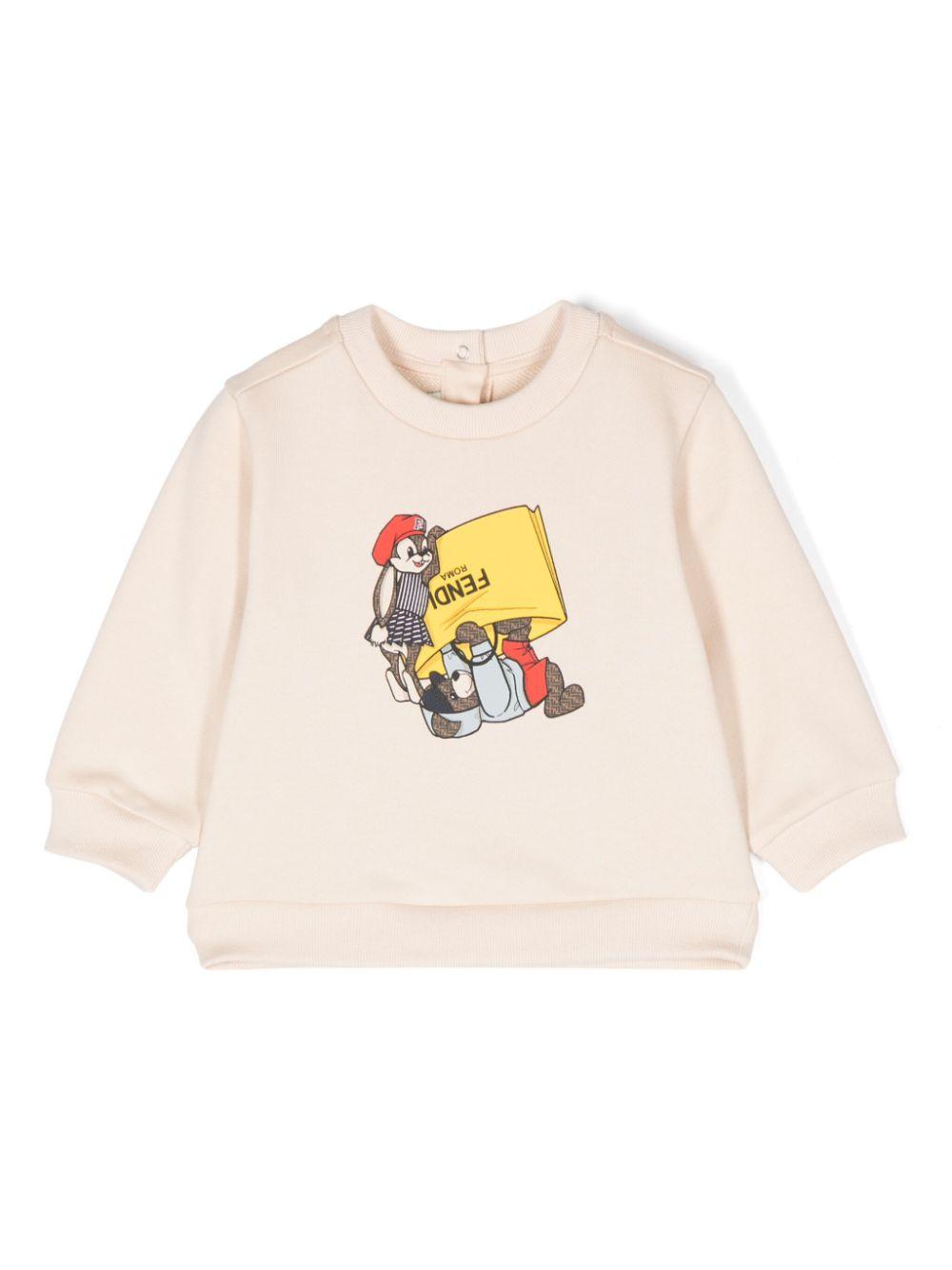 Felpa con stampa grafica per neonato Fendi Kids rosa con bottoni a pressione sul retro – Accessorio premium elegante