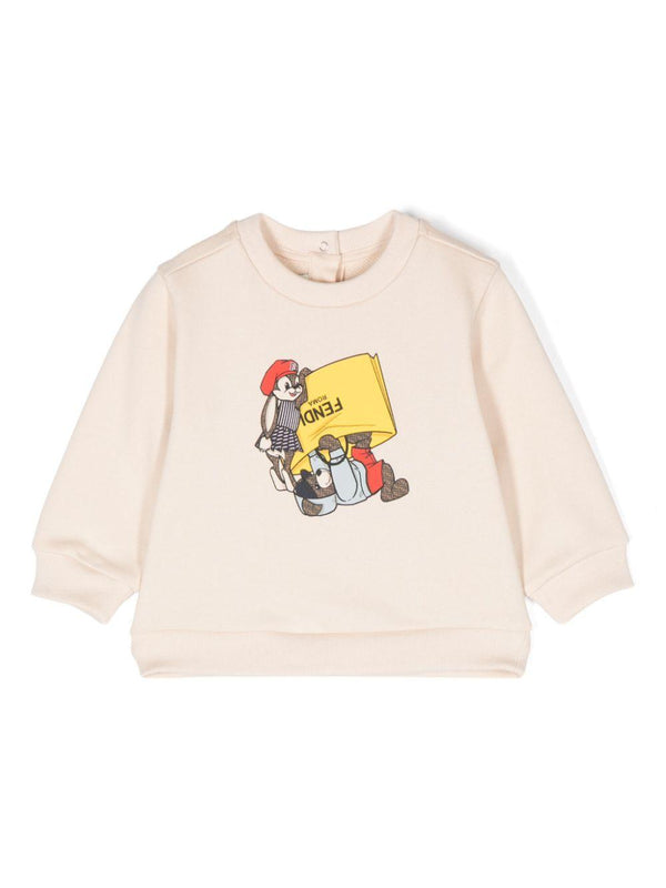 Felpa con stampa grafica per neonato Fendi Kids rosa con bottoni a pressione sul retro – Accessorio premium elegante