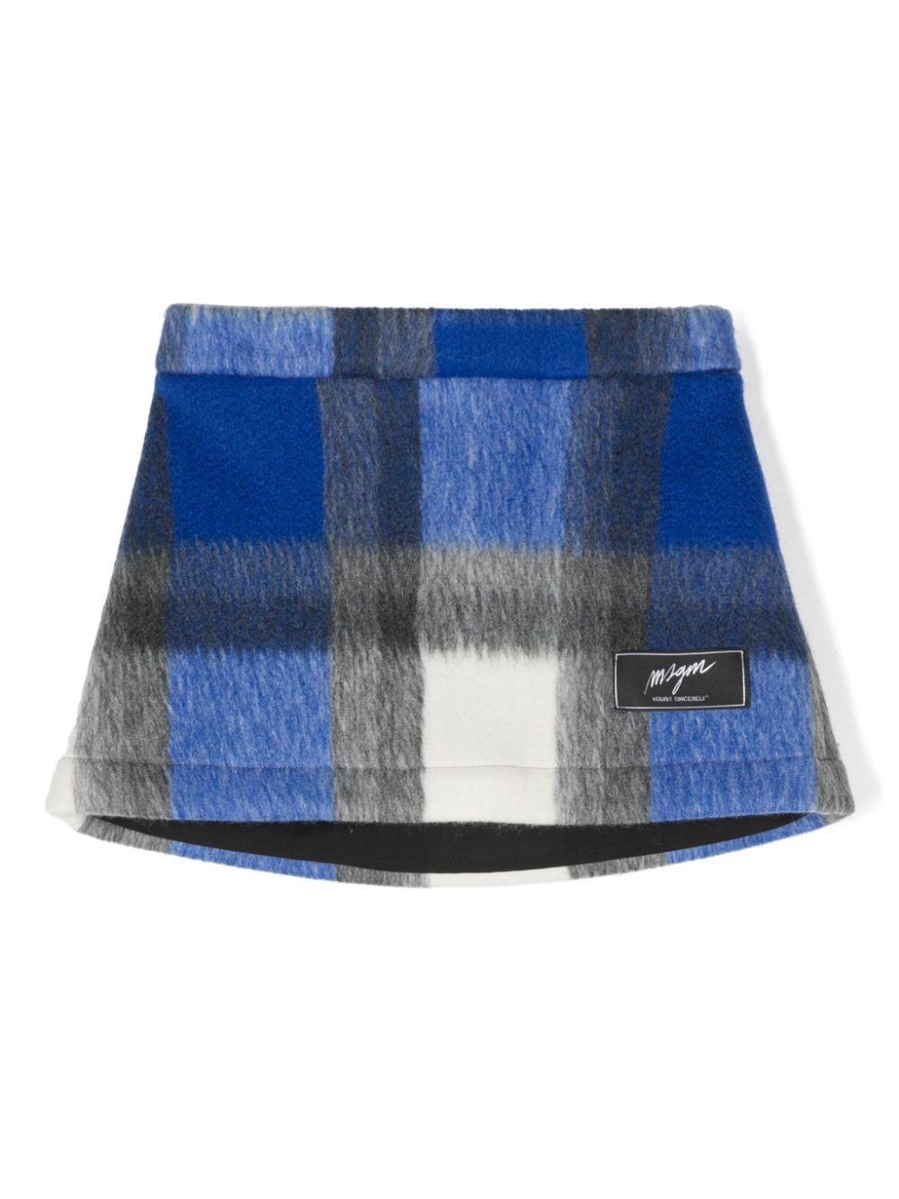 Minigonna a quadri blu/grigio per bambina MSGM Kids – Accessorio premium elegante