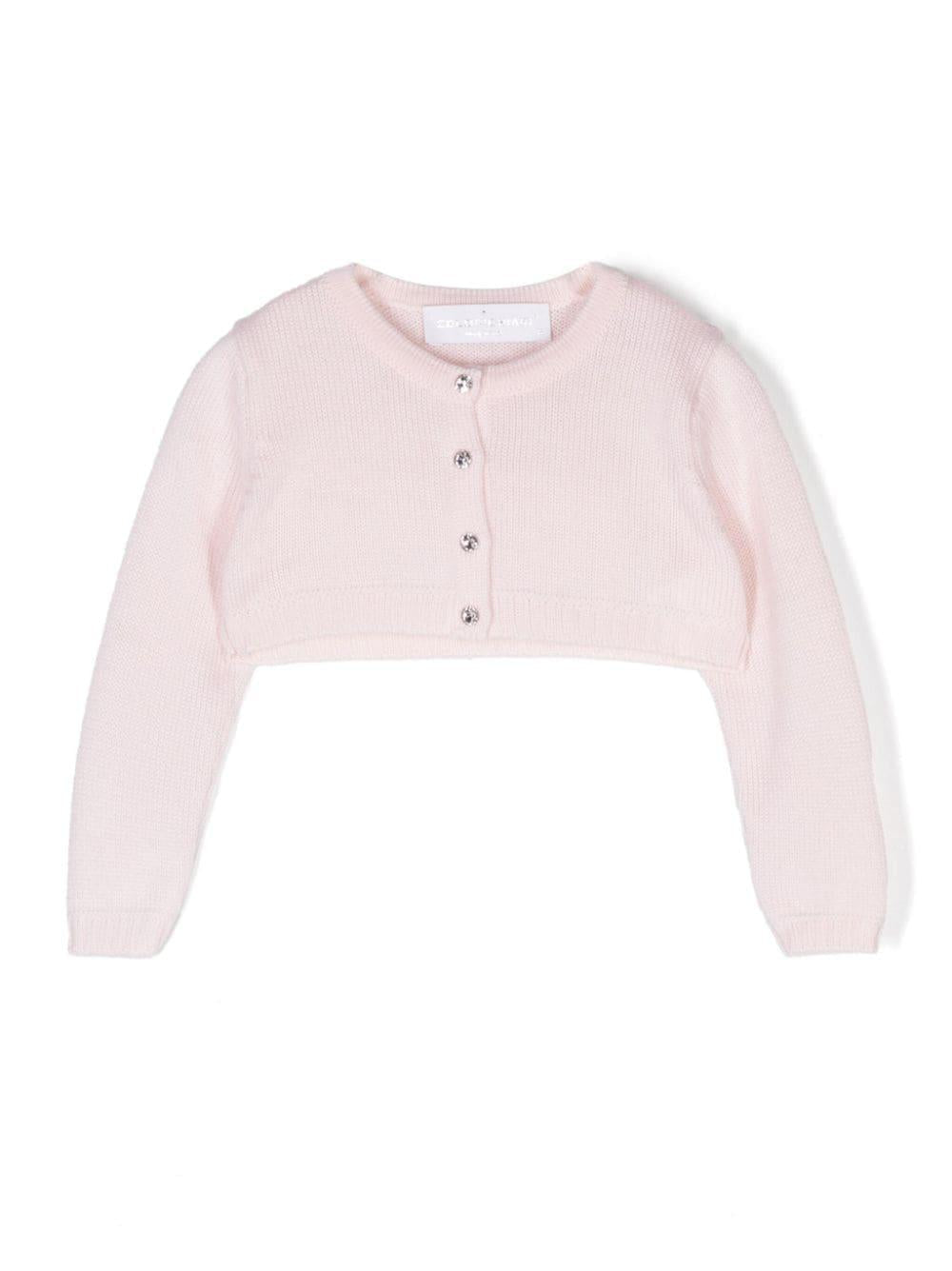 Cardigan per neonata Colorichiari rosa con bottoni gioiello – Accessorio premium elegante