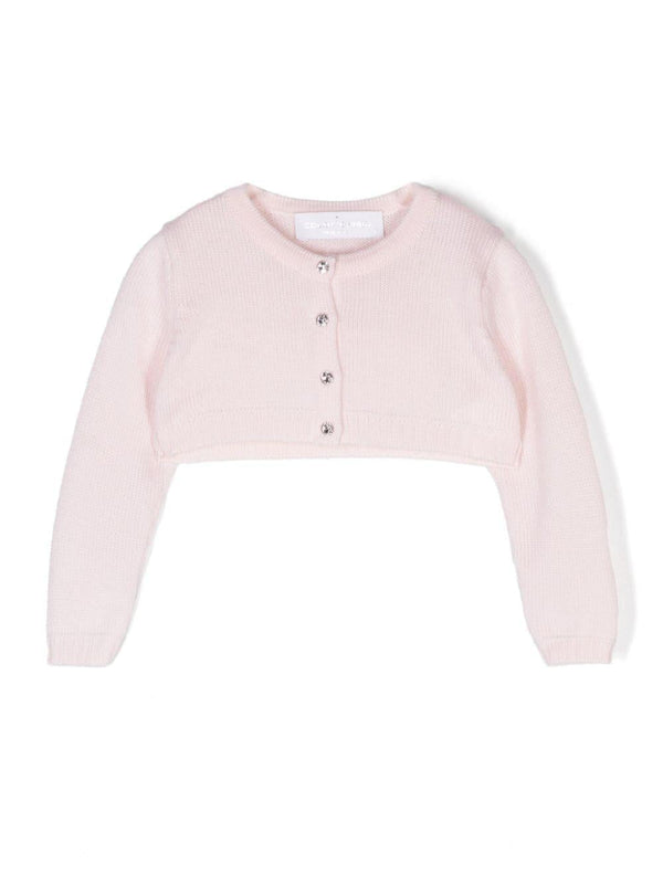 Cardigan per neonata Colorichiari rosa con bottoni gioiello – Accessorio premium elegante