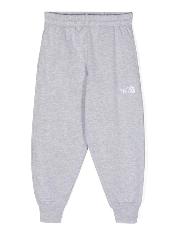 Pantaloni grigi per bambino sportivi effetto mélange con ricamo The North Face Kids – Accessorio premium elegante