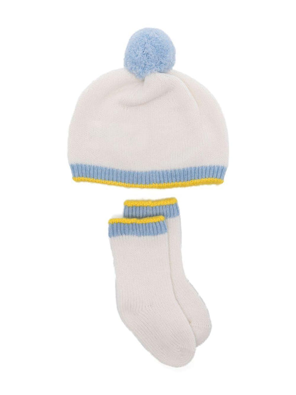 Set berretto e calzini per neonato Gensami kids bianco lavorato a maglia – Accessorio premium elegante
