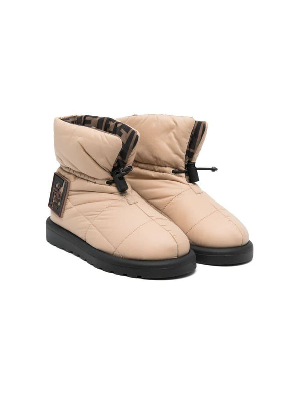 Stivali per bambina Fendi Kids beige con design imbottito – Accessorio premium elegante
