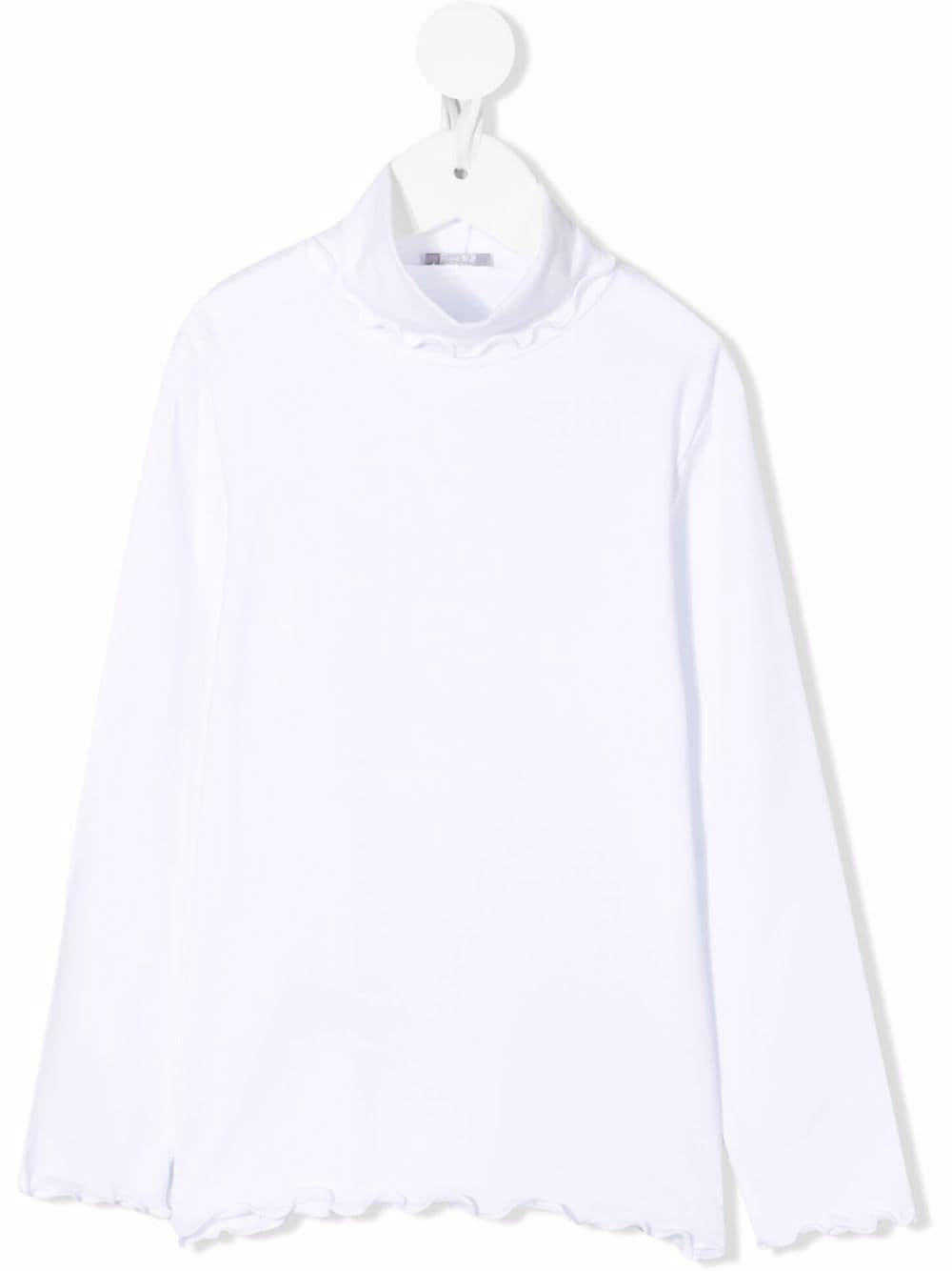 Top a maniche lunghe per bambina Il Gufo bianco con scollo rotondo – Accessorio premium elegante