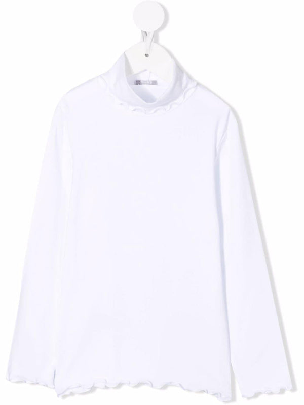 Top a maniche lunghe per bambina Il Gufo bianco con scollo rotondo – Accessorio premium elegante