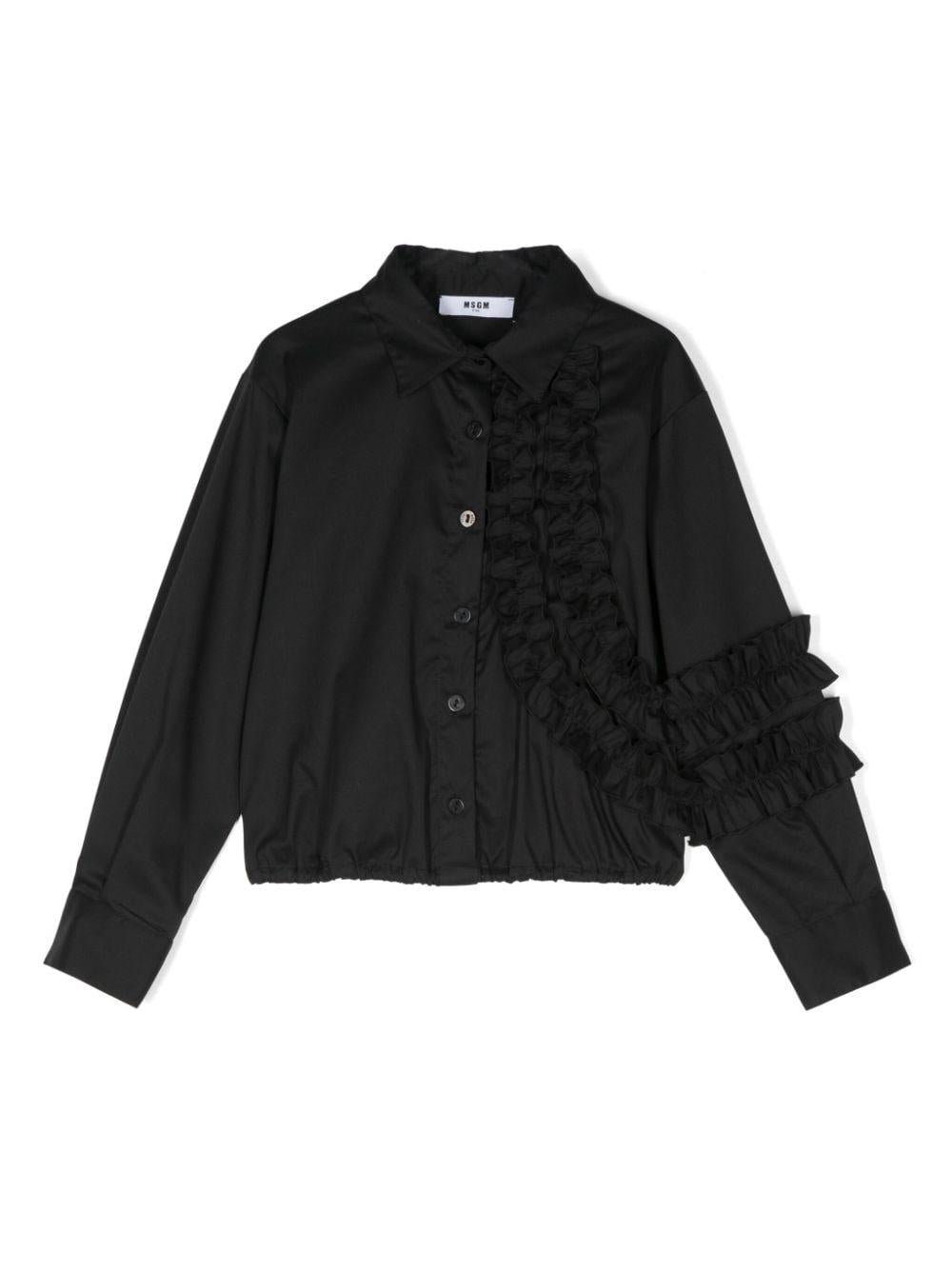 Camicia nera per bambina in popeline MSGM Kids – Accessorio premium elegante
