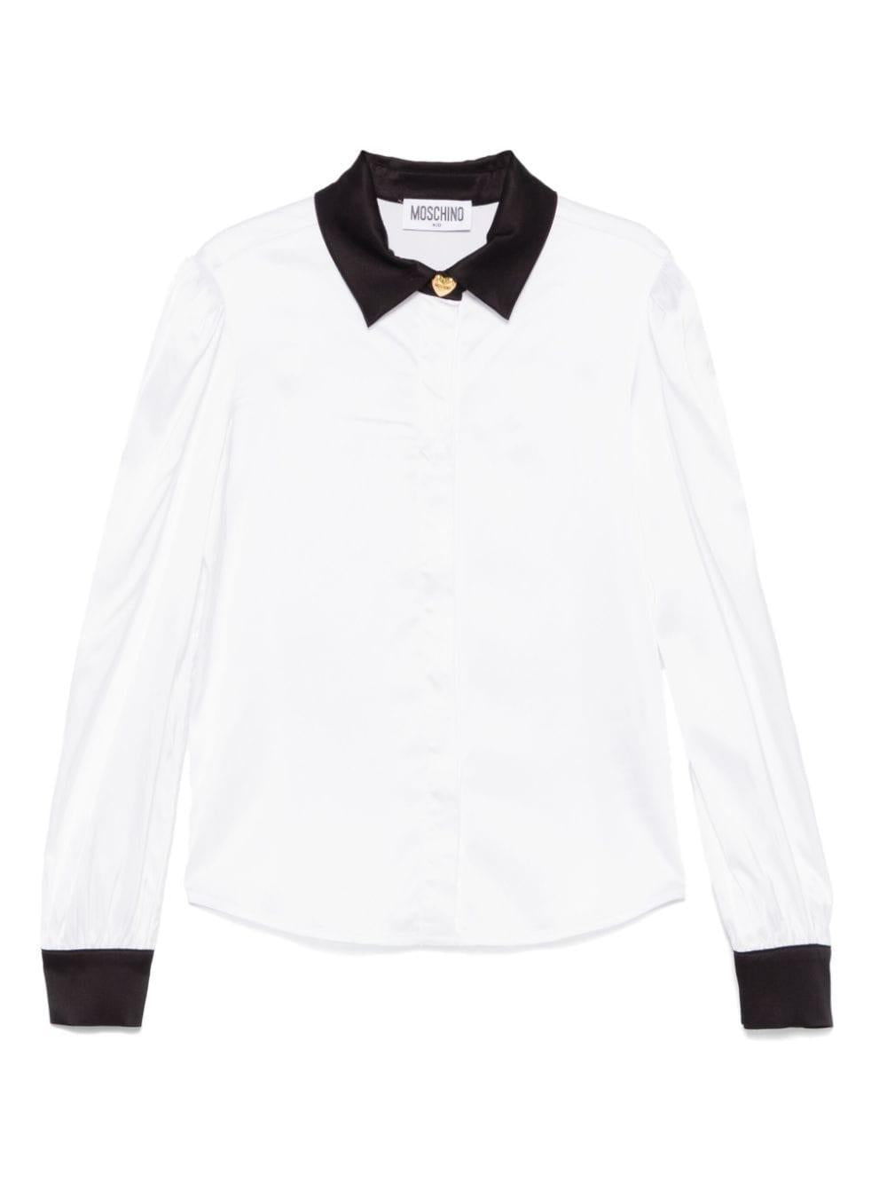 Camicia per bambina Moschino Kids bianco con dettagli a contrasto nero – Accessorio premium elegante