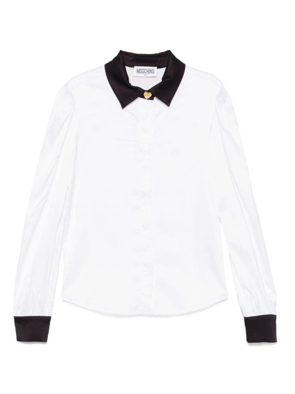 Camicia per bambina Moschino Kids bianco con dettagli a contrasto nero – Accessorio premium elegante