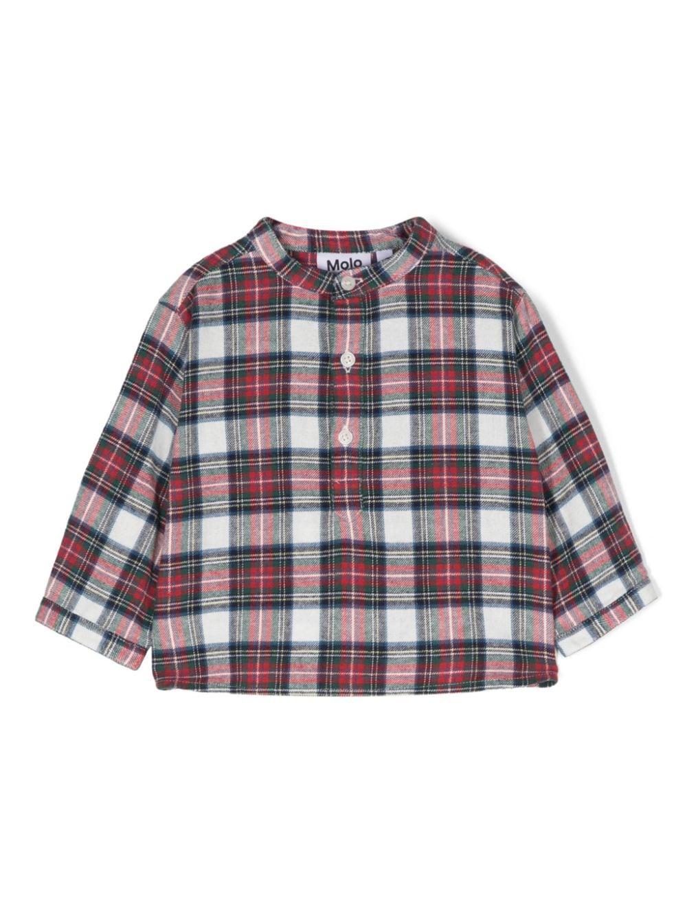 Camicia per neonato Molo Enoz a quadri rosso e bianco con colletto alla coreana – Accessorio premium elegante