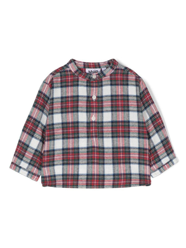 Camicia per neonato Molo Enoz a quadri rosso e bianco con colletto alla coreana – Accessorio premium elegante