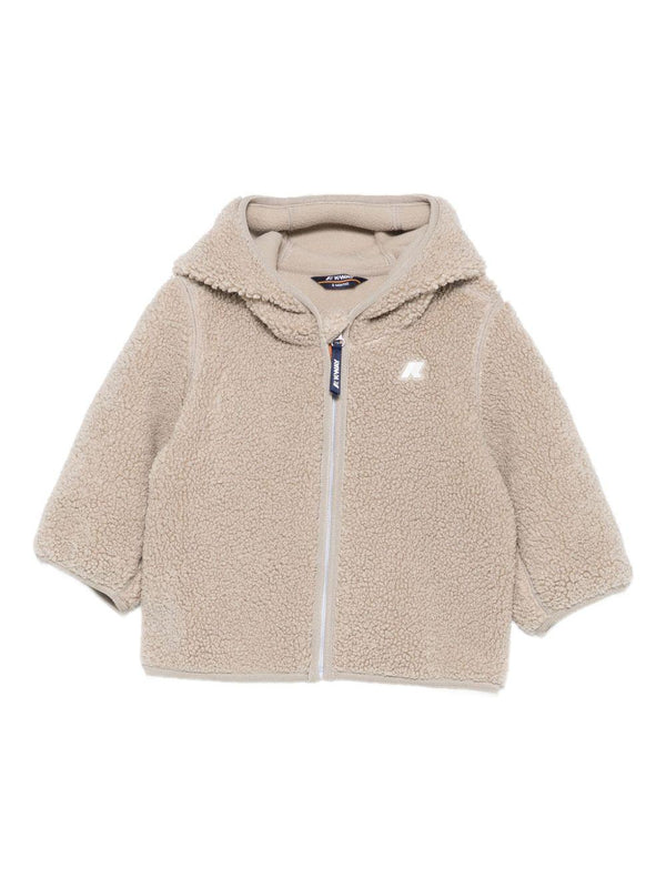 Cappotto in pelliccia sintetica per neonati K Way Kids beige con cappuccio effetto teddy – Accessorio premium elegante