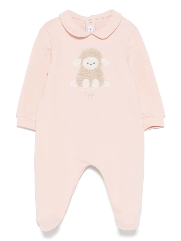 Pigiama con applicazione per neonata Il Gufo rosa con effetto mélange – Accessorio premium elegante