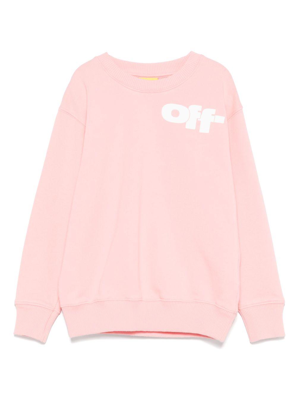 Felpa con stampa logo per bambina Off-White Kids rosa con polsini a coste – Accessorio premium elegante