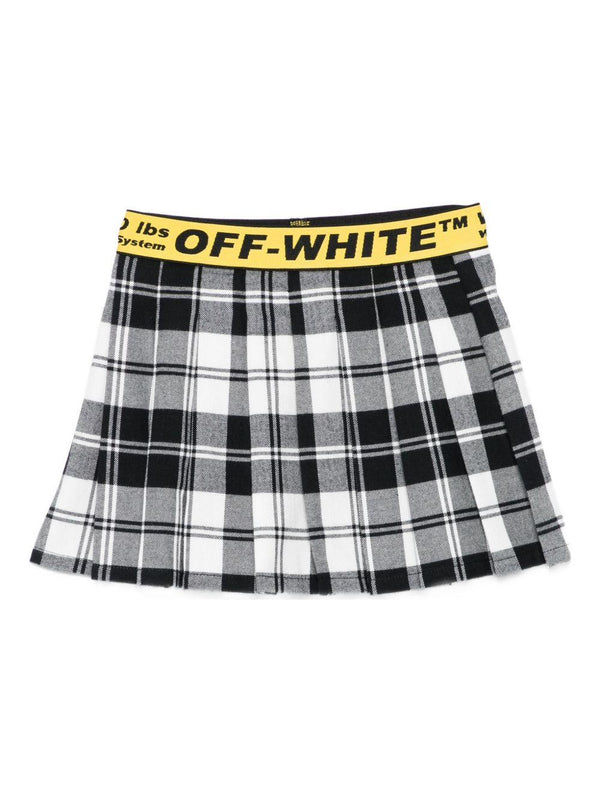 Gonna per bambina Off-White Kids bianco e nero con motivo a quadri – Accessorio premium elegante