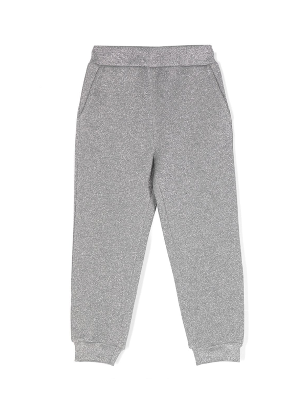 Pantaloni metallizzati per bambina Monnalisa grigio con desgn lavorato a maglia – Accessorio premium elegante