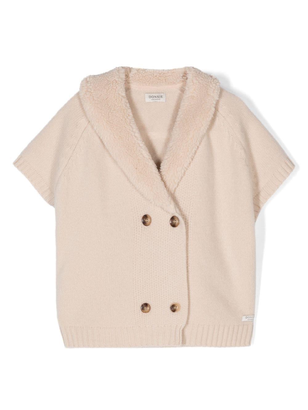 Camicia per bambina Donsje beige con chiusura doppiopetto – Accessorio premium elegante