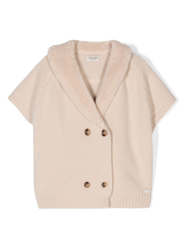 Camicia per bambina Donsje beige con chiusura doppiopetto – Accessorio premium elegante