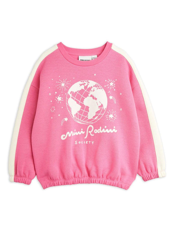 Felpa rosa per bambina con stampa grafica con logo Mini Rodini – Accessorio premium elegante