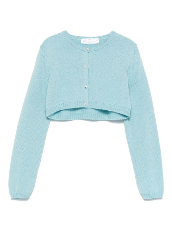 Cardigan crop per bambina Colorichiari azzurro con design lavorato a maglia – Accessorio premium elegante