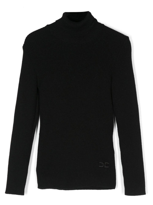 Maglione con logo ricamato per bambina Elisabetta Franchi La Mia Bambina nero con collo alto – Accessorio premium elegante