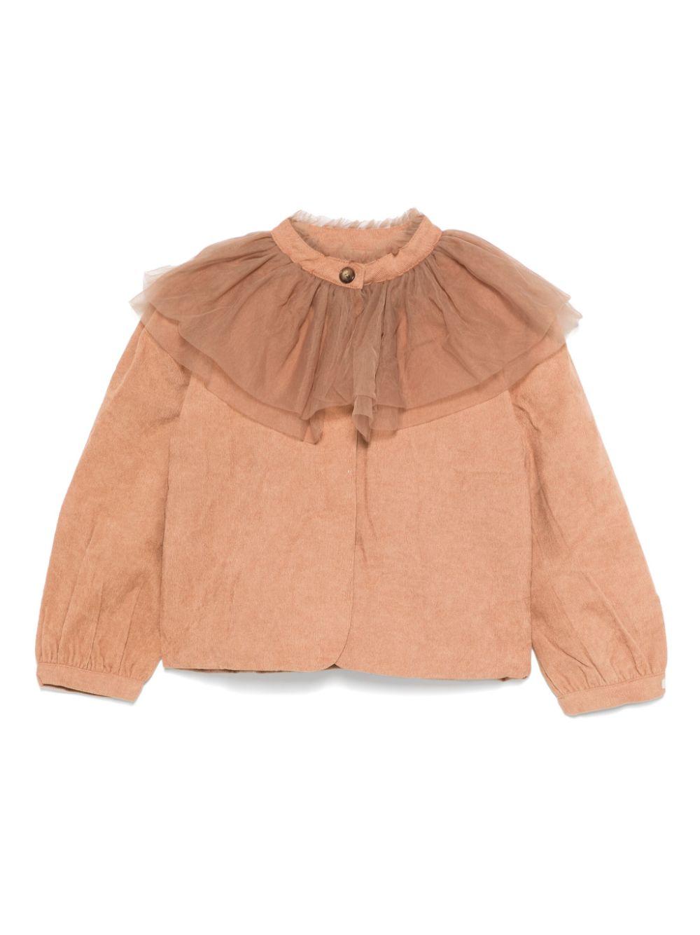 Giubbino Dannae per bambina Donsje marrone con inserto in tulle – Accessorio premium elegante