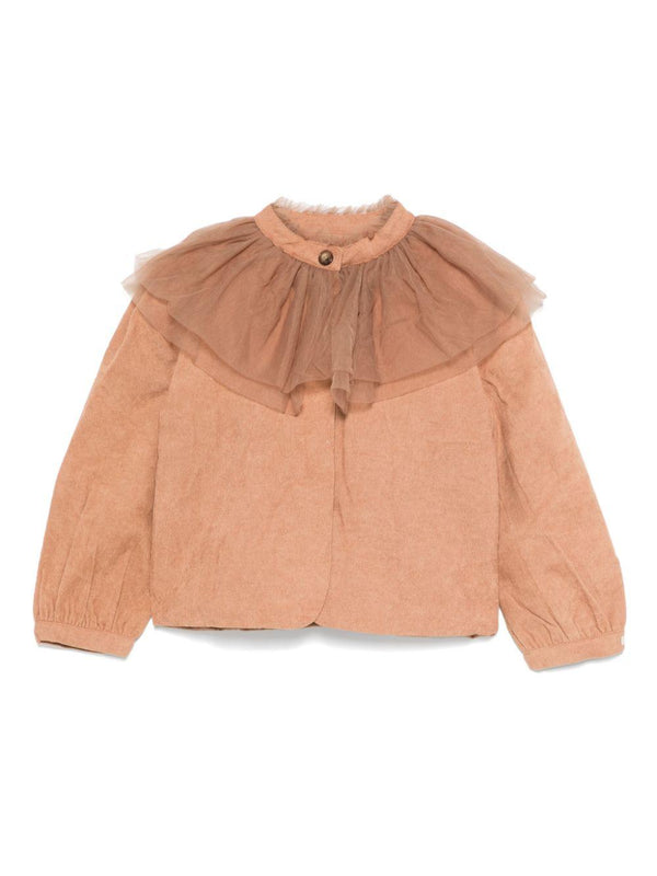 Giubbino Dannae per bambina Donsje marrone con inserto in tulle – Accessorio premium elegante