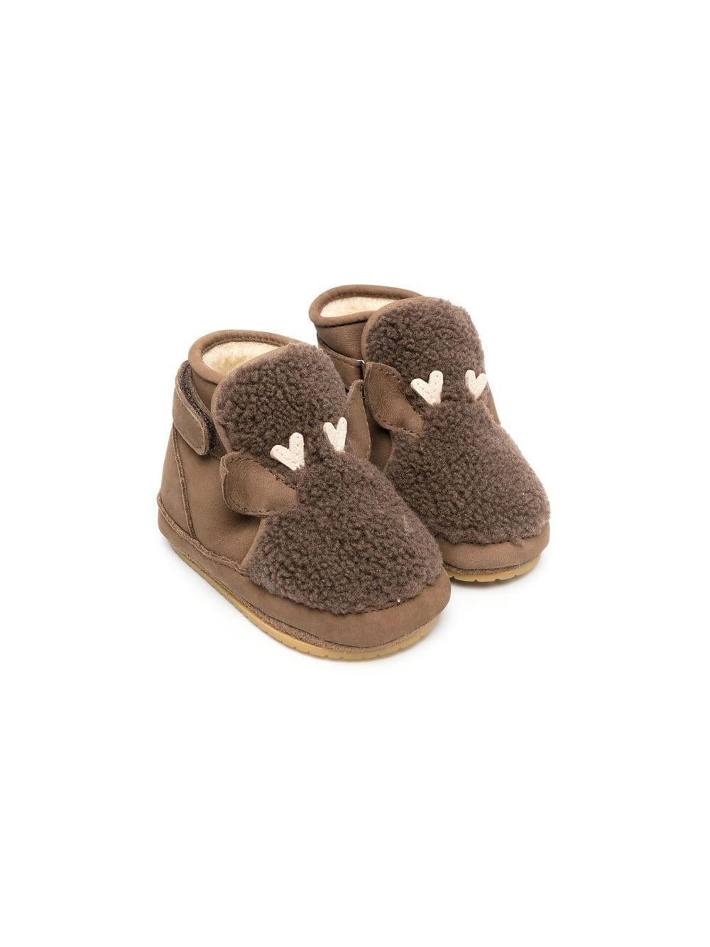 Stivali primi passi per neonati Donsje marrone con finto shearling – Accessorio premium elegante