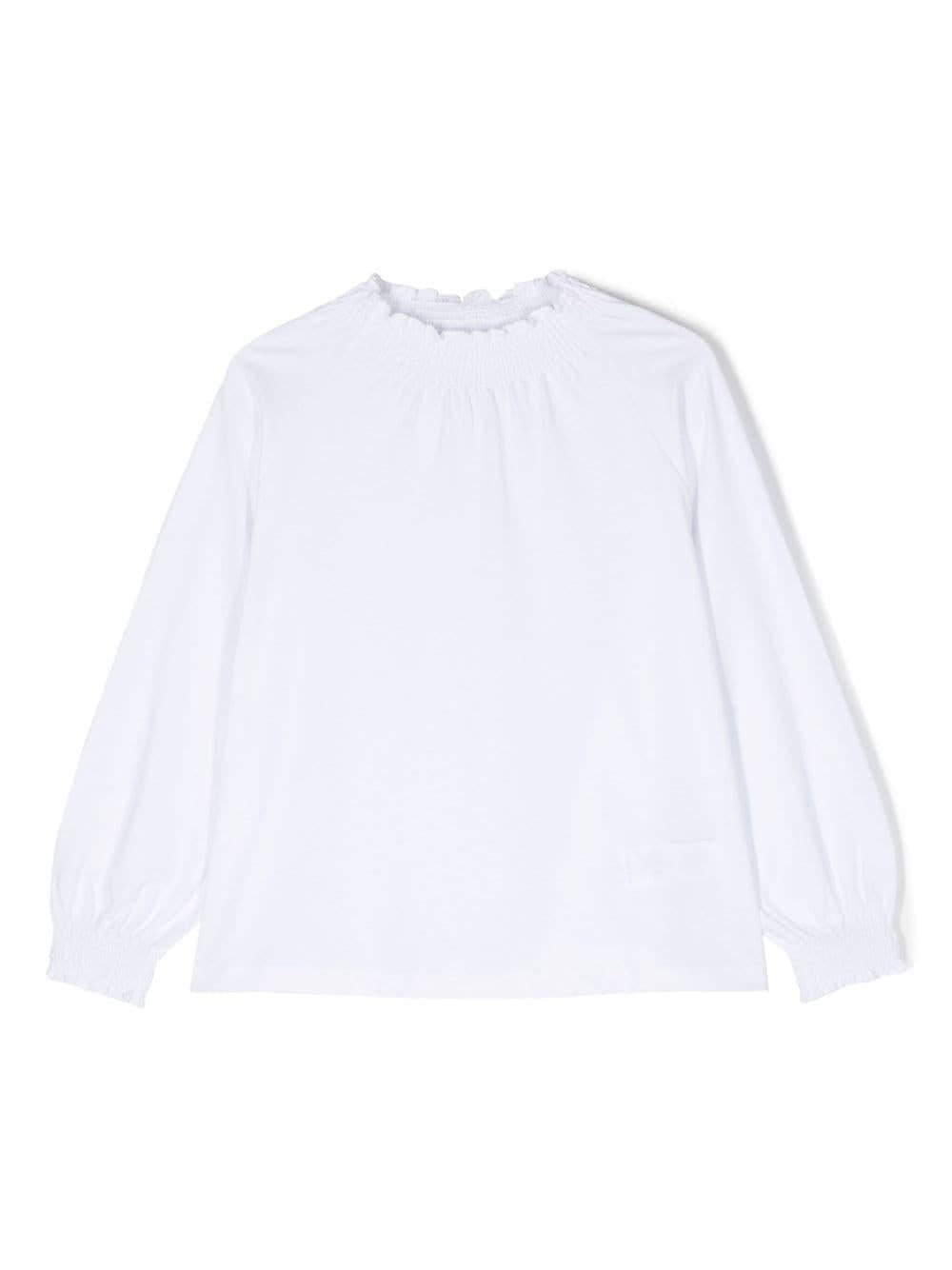 Blusa per bambina Douuod Kids bianco con ruches – Accessorio premium elegante