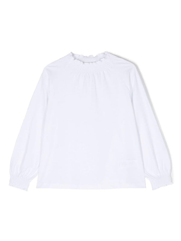 Blusa per bambina Douuod Kids bianco con ruches – Accessorio premium elegante