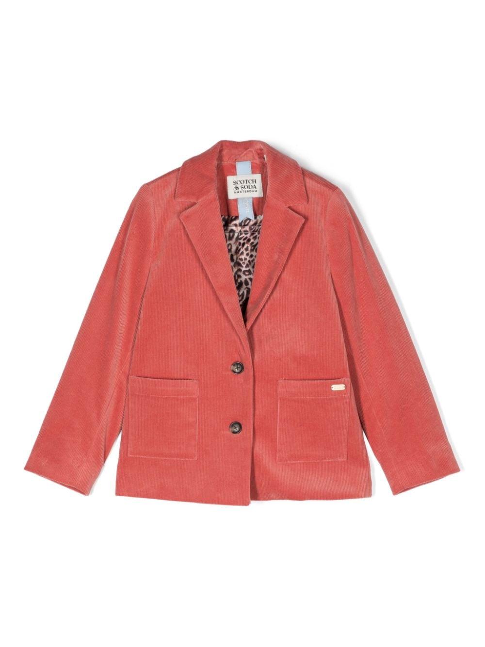 Blazer a coste per bambina Scotch & Soda rosa con chiusura frontale con abbottonatura – Accessorio premium elegante