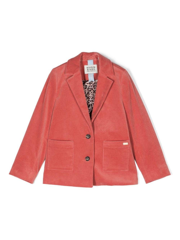Blazer a coste per bambina Scotch & Soda rosa con chiusura frontale con abbottonatura – Accessorio premium elegante