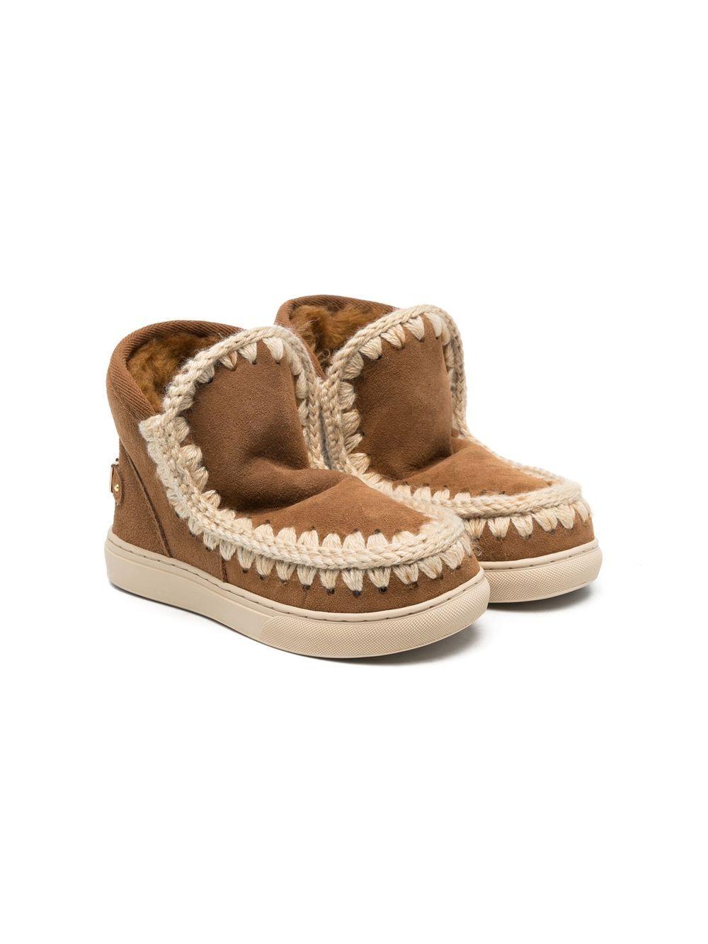 Stivali con cuciture a contrasto per bambina Mou Kids marrone con punta tonda – Accessorio premium elegante
